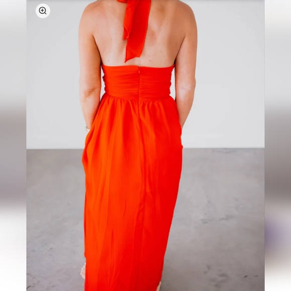 NWT Ophelia Maxi Halter Dress Red small $65 tie cutout, EB LUXE Los Angeles - Picture 5 of 9
